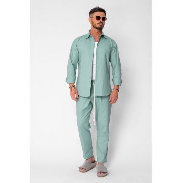 Set Lino Long camasa si pantalon lung din In Premium Edition Mint 21400 - Verde