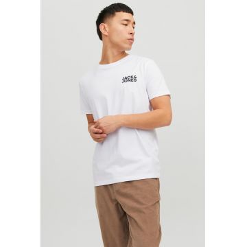 Tricou de bumbac organic cu detaliu cu imprimeu logo cauciucat - Alb/Alb murdar