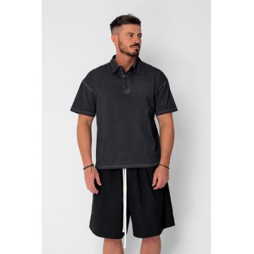 Tricou Polo Oversized Black 21607 - Negru