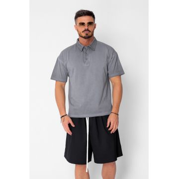 Tricou Polo Oversized Grey Anthracite 21602 - Gri