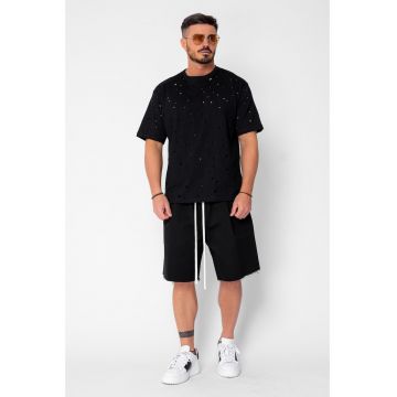 Tricou regular Ripped Black 21188 - Negru