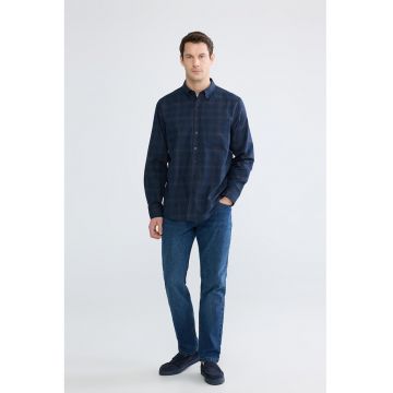 Blugi regular fit cu talie medie - Albastru inchis