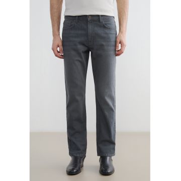 Blugi regular fit cu talie medie - Gri inchis