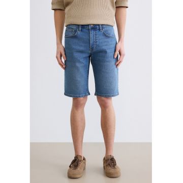 Blugi scurti regular fit - Albastru melange