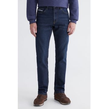 Blugi slim-fit cu talie medie - Albastru inchis