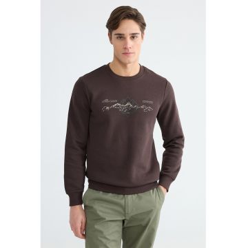 Bluza de trening cu decolteu la baza gatului - Maro inchis