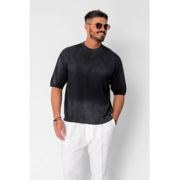 Bluza subtire tricotata maneca scurta Black 21253 - Negru