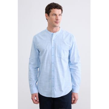 Camasa regular fit cu buzunar pe piept - Albastru pastel