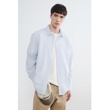 Camasa regular fit de bumbac cu dungi - Albastru pal