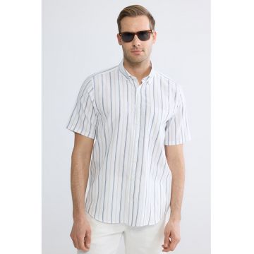 Camasa regular fit de bumbac cu maneci scurte - Bej