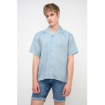 Camasa relaxed fit din in Flynn - Albastru prafuit
