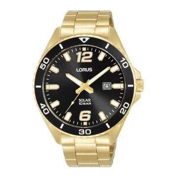Ceas  Solar Rezistent la apa 5 ATM - Negru - Aur