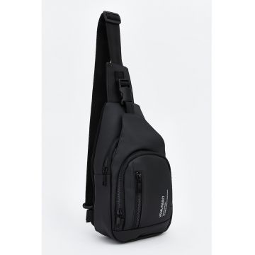 Geanta sling crossbody cu buzunare multiple - Negru