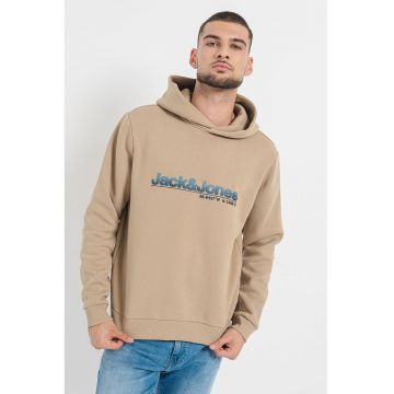 Hanorac din amestec de bumbac cu model logo - Maro inchis