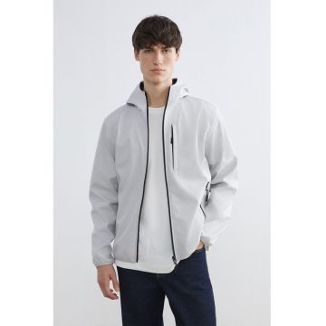 Jacheta softshell cu gluga - Gri deschis
