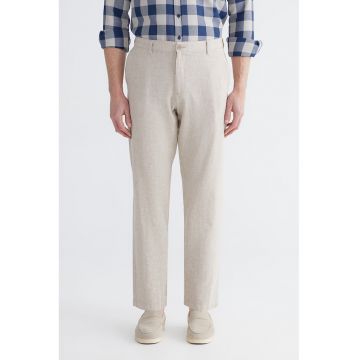 Pantaloni crop de bumbac si in - Bej deschis