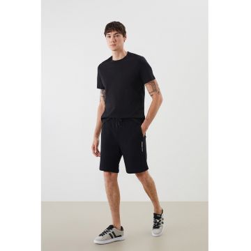Pantaloni de trening bermude cu snur de ajustare - Negru