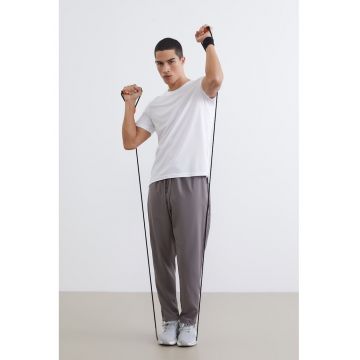 Pantaloni de trening cu model uni si snururi de ajustare - Liliac prafuit