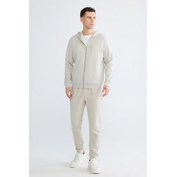 Pantaloni de trening cu snur si model uni - Bej deschis