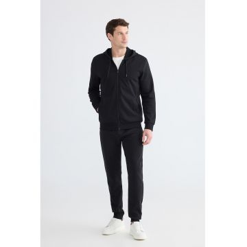 Pantaloni de trening cu snur si model uni - Negru