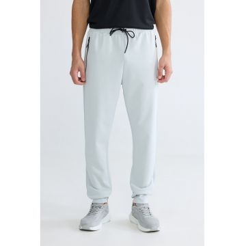 Pantaloni de trening cu snur si terminatii elastice - Alb optic