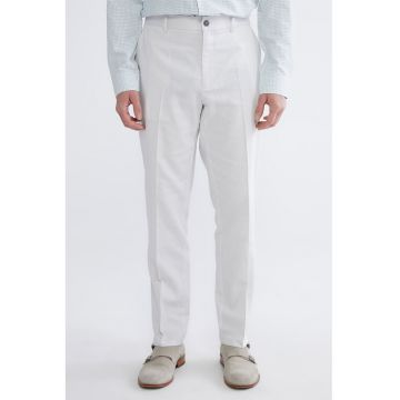 Pantaloni eleganti de bumbac si in - Alb murdar