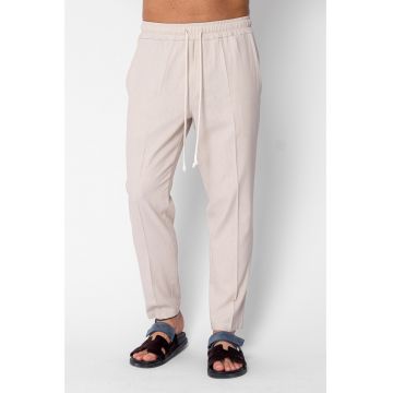 Pantaloni lung din IN cu snur conic Beige 21342 - Bej