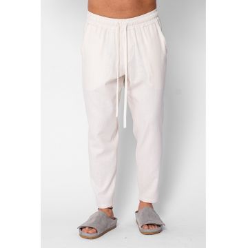 Pantaloni lung din IN cu snur conic Cream 21352 - Bej
