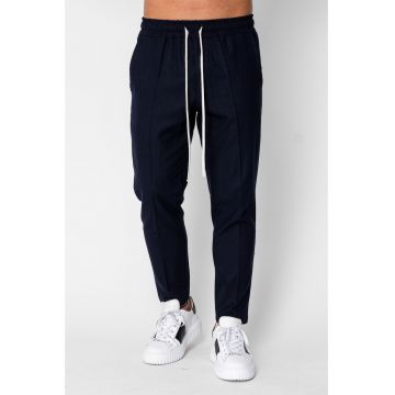Pantaloni lung din IN cu snur conic Navy 21327 - Bleumarin