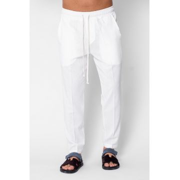 Pantaloni lung din IN cu snur conic White 21337 - Alb optic