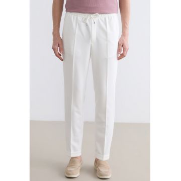 Pantaloni regular fit cu pensa - Alb fildes