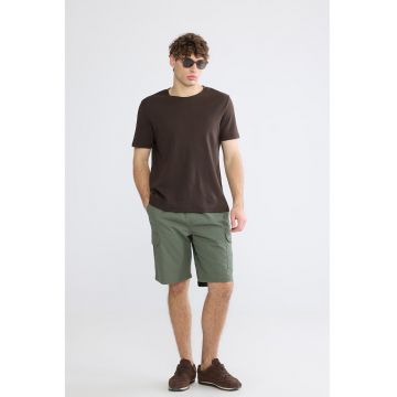 Pantaloni scurti cargo cu snur in talie - Kaki