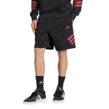 Pantaloni scurti cu imprimeu logo si snur de ajustare in talie - Negru/Rosu inchis