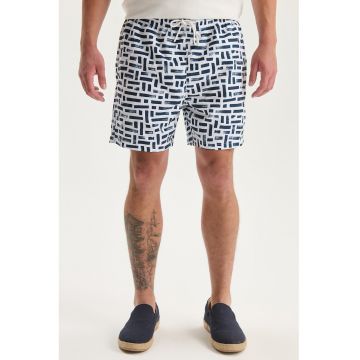 Pantaloni scurti cu snururi - Albastru inchis/Alb optic