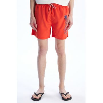 Pantaloni scurti de baie cu imprimeu California - Portocaliu neon