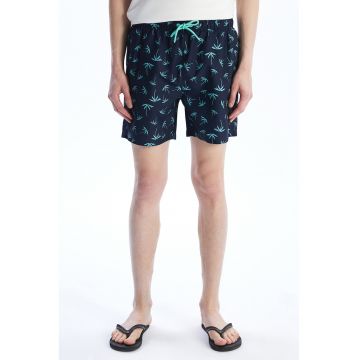 Pantaloni scurti de baie cu imprimeu tropical - Albastru inchis/Albastru deschis