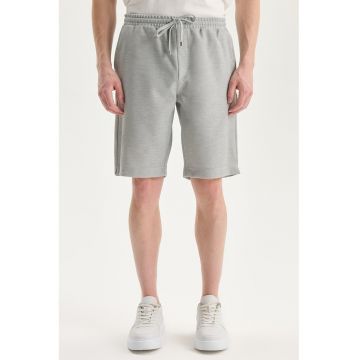 Pantaloni scurti de trening cu aspect texturat - Gri deschis