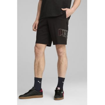 Pantaloni scurti din amestec de bumbac cu logo - Negru