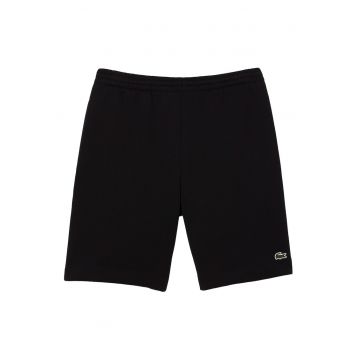 Pantaloni scurti din amestec de bumbac cu model uni - Negru