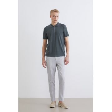 Pantaloni slim fit cu snur de ajustare - Gri deschis melange