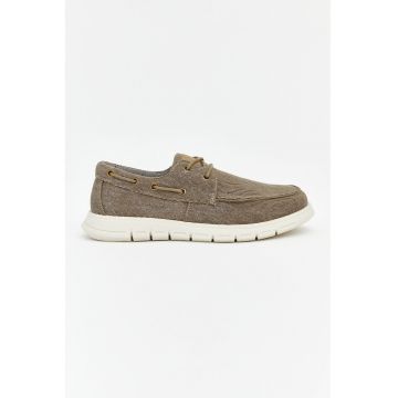 Pantofi boat din material textil - Maro