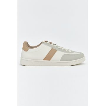 Pantofi sport cu model colorblock - Alb fildes/Gri deschis