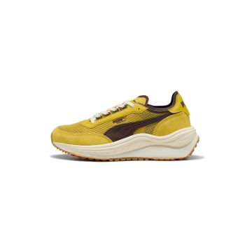 Pantofi sport Rider Elite cu piele ecologica - Galben mustar/Maro pamantiu