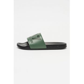 Papuci cu logo - Negru/Verde feriga