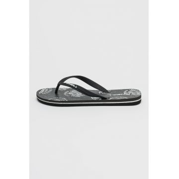 Papuci flip-flop cu logo Profile - Alb fildes/Negru