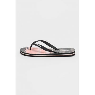 Papuci flip-flop cu logo Profile - Alb/Negru/Roz somon