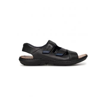 Sandale barbati -  piele naturala - negru - inchidere velcro -
