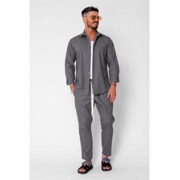 Set Lino Long camasa si pantalon lung din In Premium Edition Grey Anthracite 21384