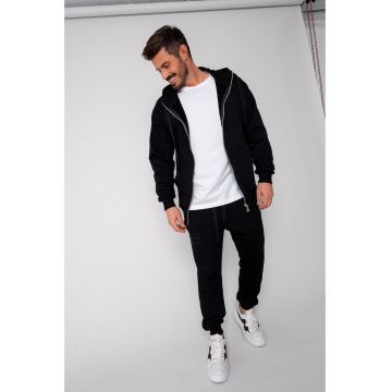Set Rock hanorac cu fermoar si pantalon conic New Black 8099 - Negru