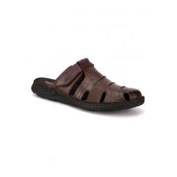 Slapi barbati -  piele naturala - maro